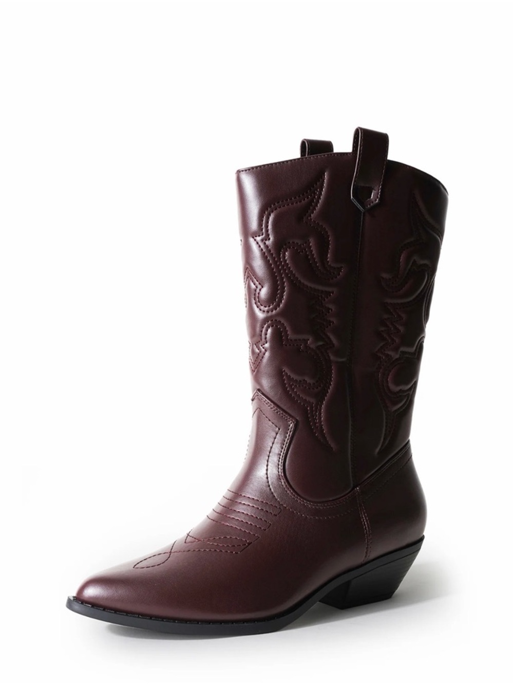 Women's Western Style Slip on Boots in Burgundy